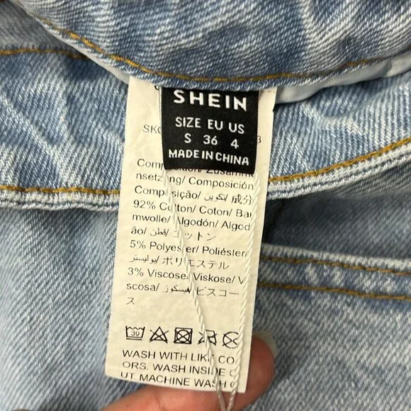 SHEIN Distressed Blue Jeans Size 4 | Y2K Indie Streetwear Denim - Picture 2 of 3